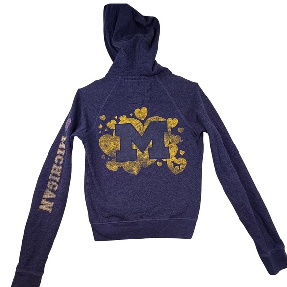Victoria's Secret PINK Tops - Victoria's Secret PINK Michigan Hoodie distressed‎ Sweatshirt Size Large y2k